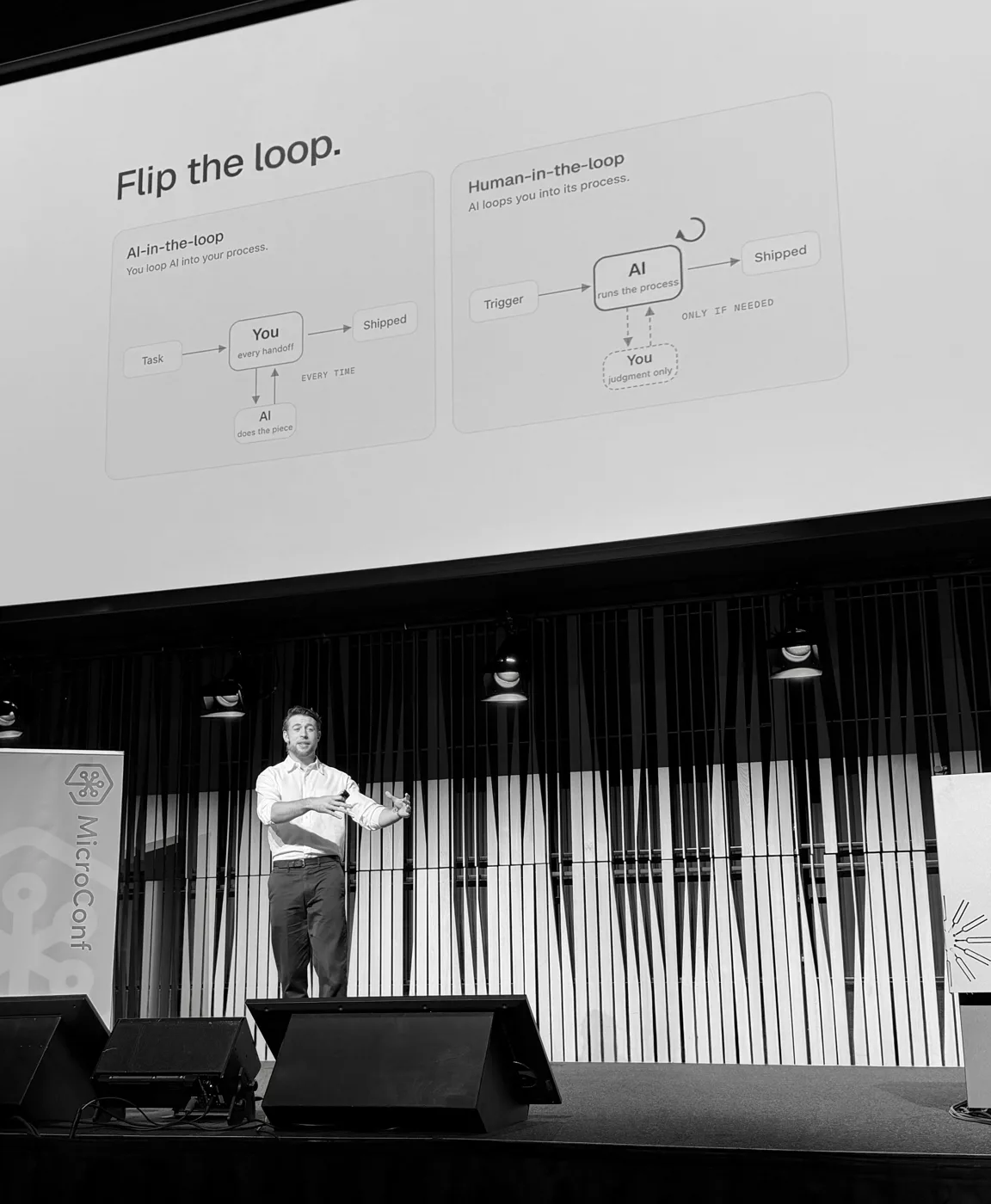 Corey Haines at MicroConf Europe 2026: Most people bring AI in “the loop.” But you want to make AI to do most of the…
