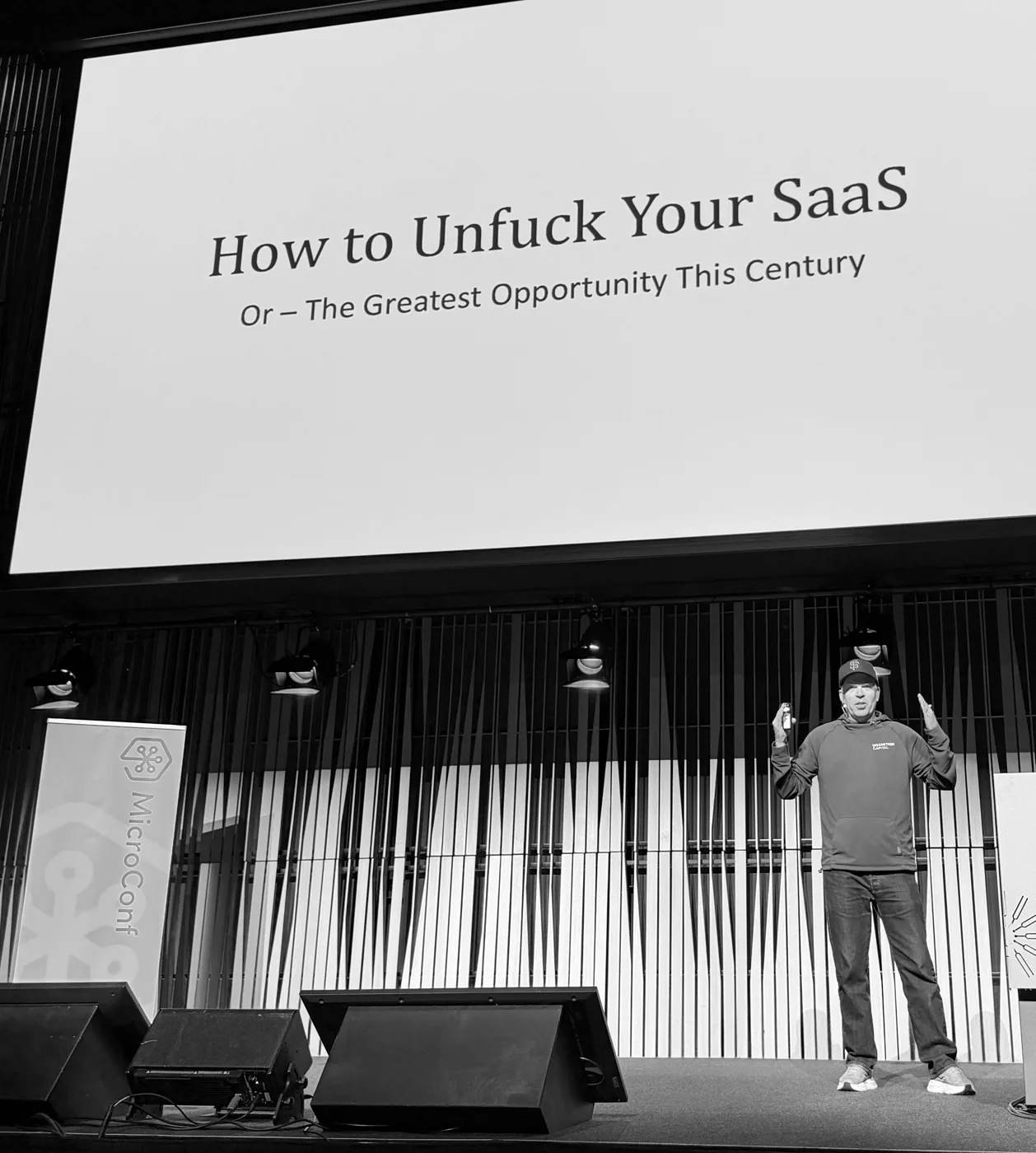 Einar Vollset at MicroConf Europe 2026: Next up: how to unfuck your SaaS.