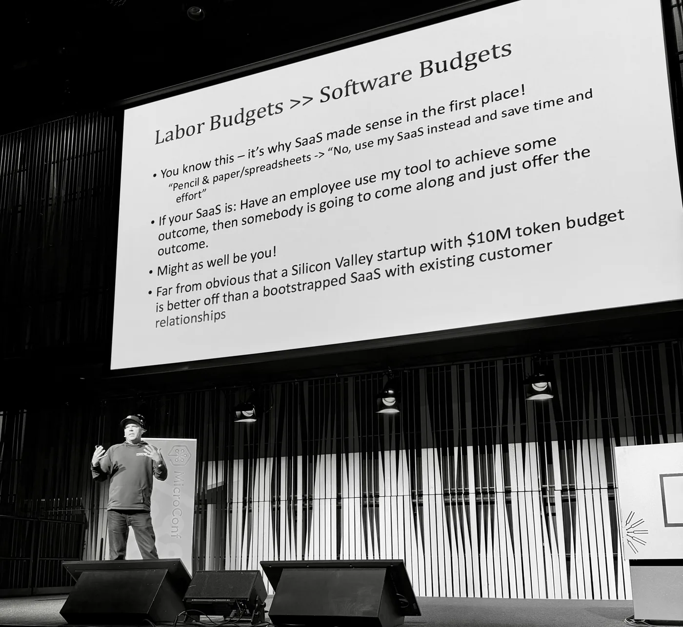 Einar Vollset at MicroConf Europe 2026: You have to move into labor markets. Labor budgets are much bigger than…