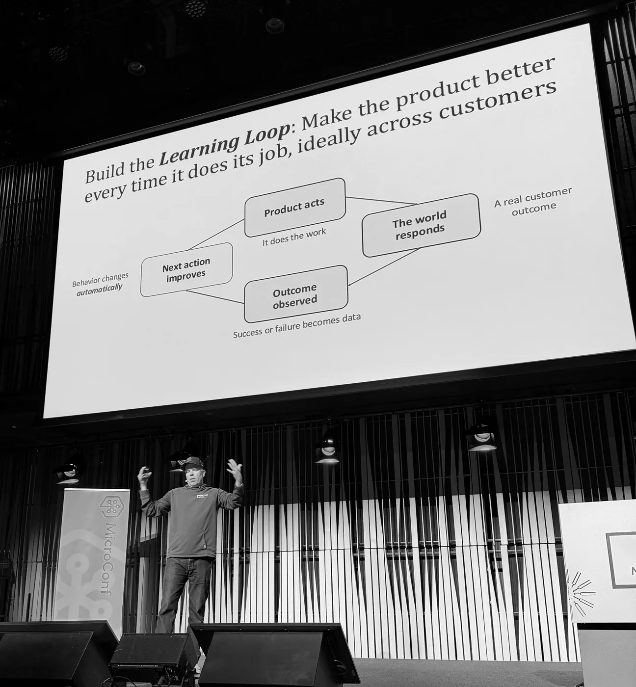 Einar Vollset at MicroConf Europe 2026: You need to build a learning loop that isn’t exportable or easy to simulate and…