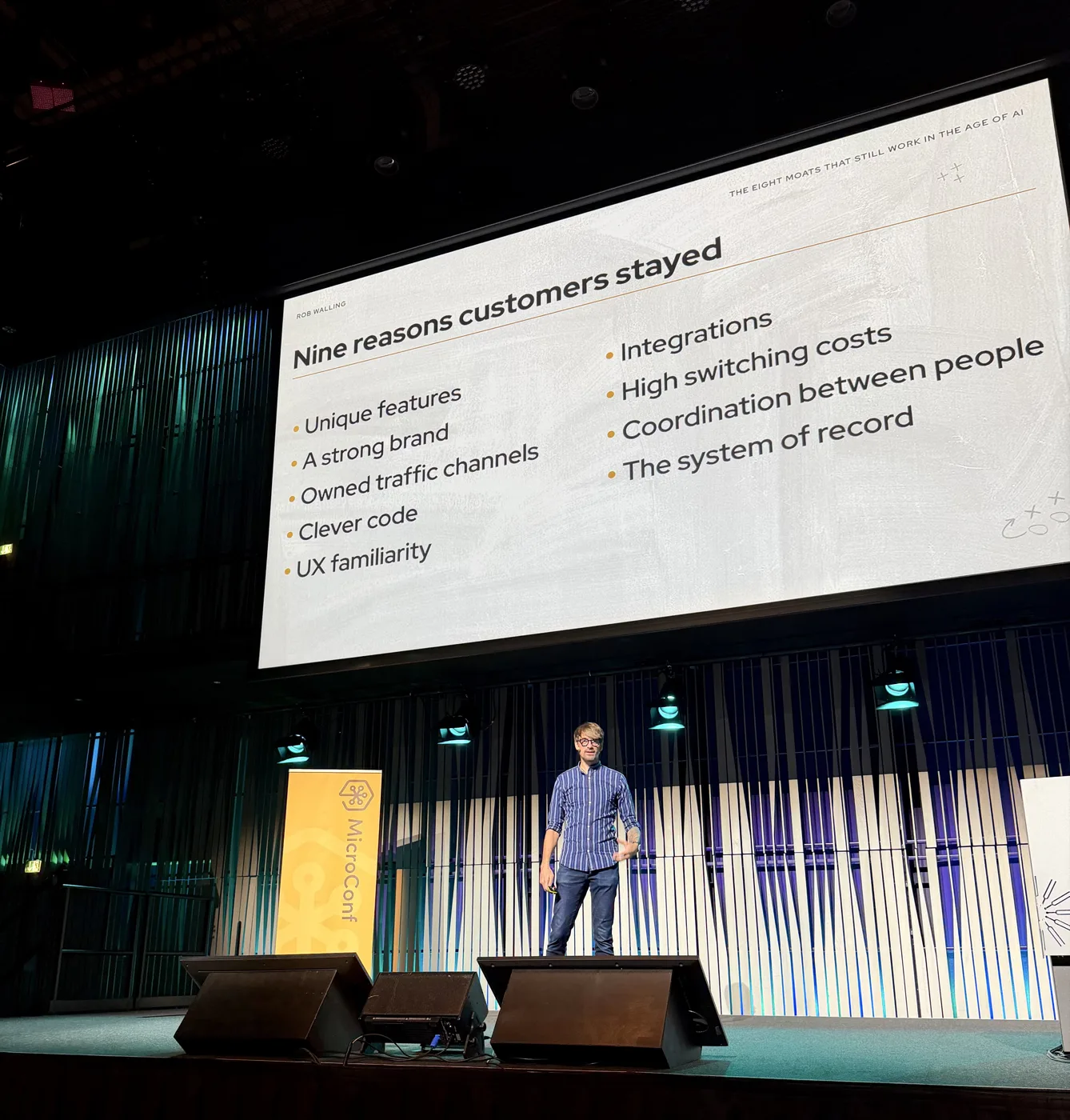Rob Walling at MicroConf Europe 2026: The old-fashioned moats.