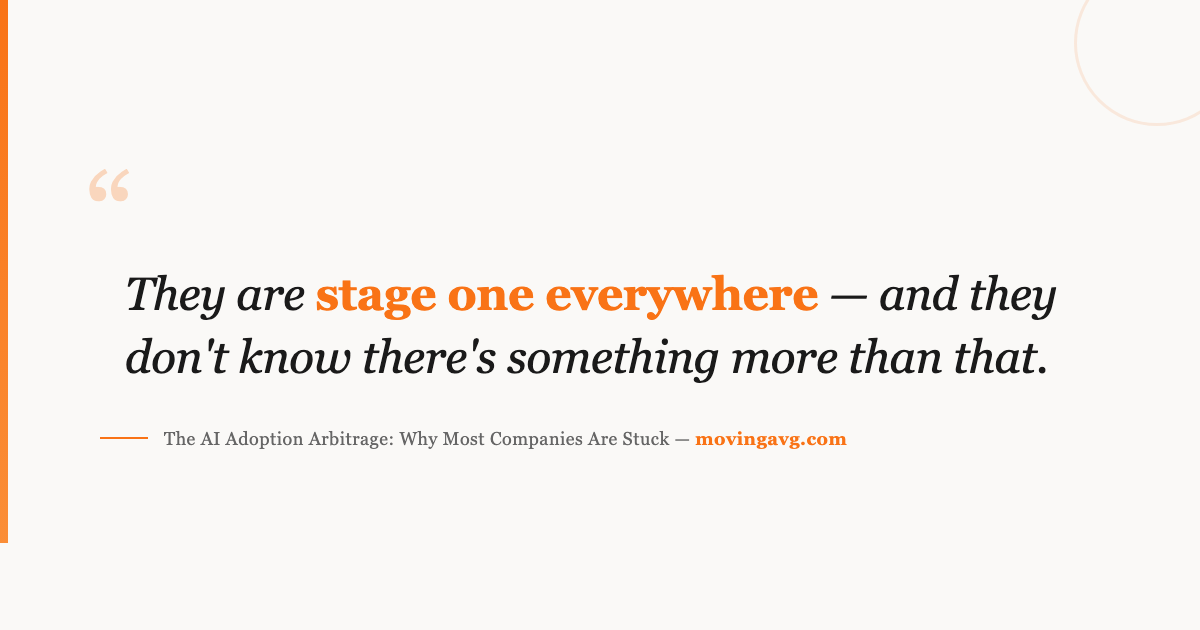 They are stage one everywhere — and they don't know there's something more than that.